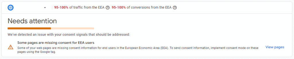 Screenshot impostazioni Consent Mode v2 in GA4
